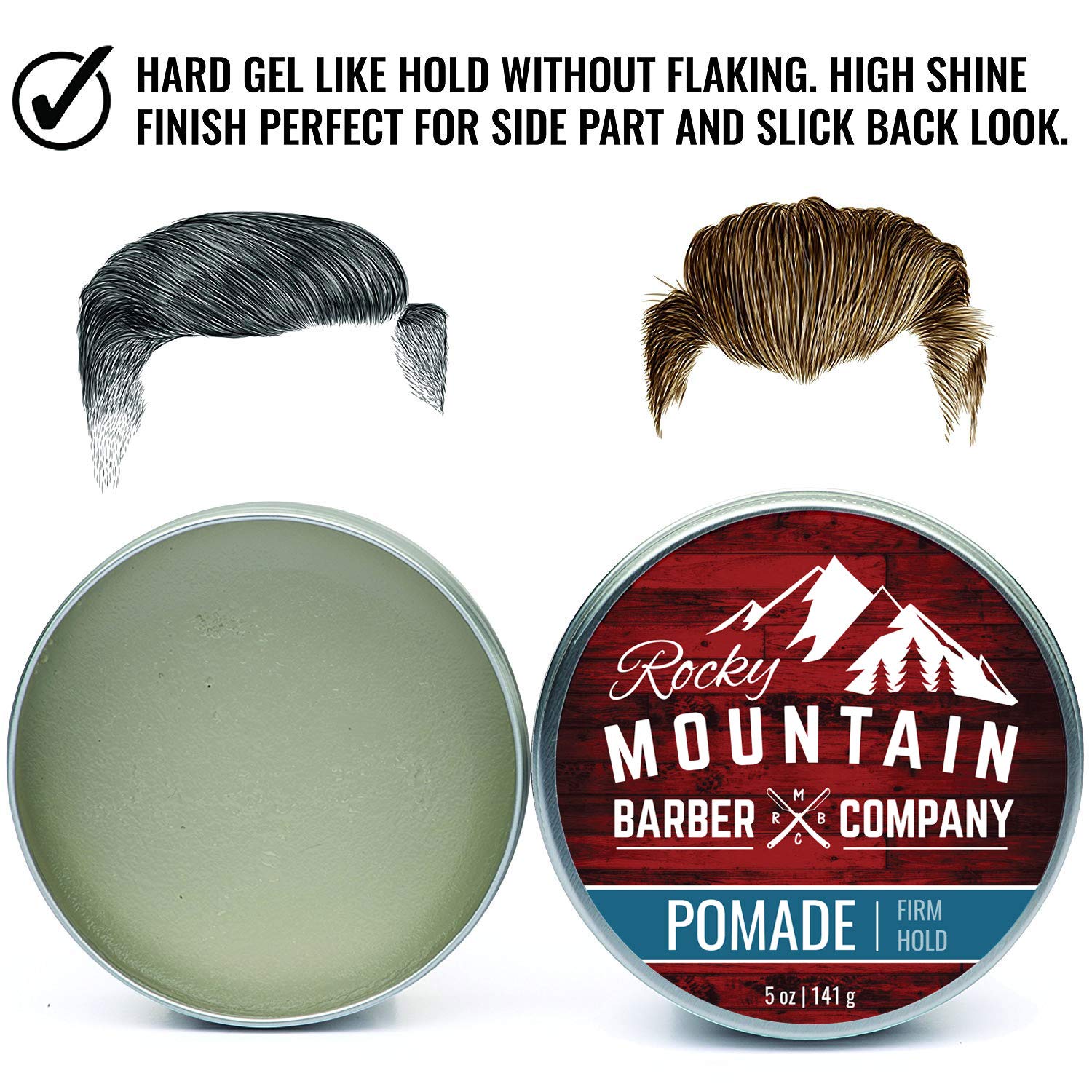 Rocky Mountain Barber Company pomade applied by hands for controlled volume and hold