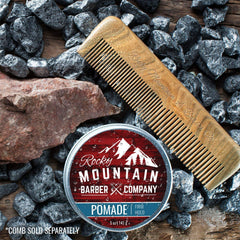 Rocky Mountain Barber Company pomade side-part styled for sharp looks