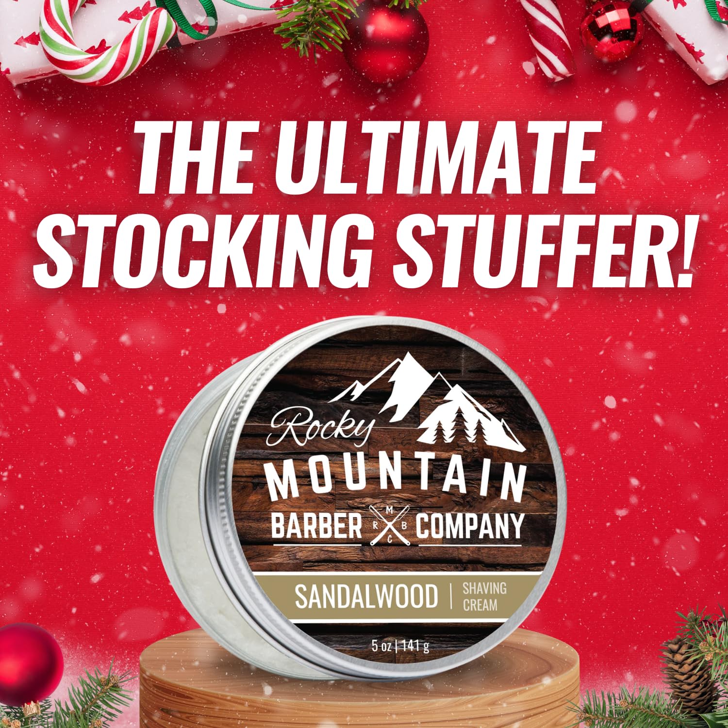 Rocky Mountain Barber Co small-batch production label conveys freshness.