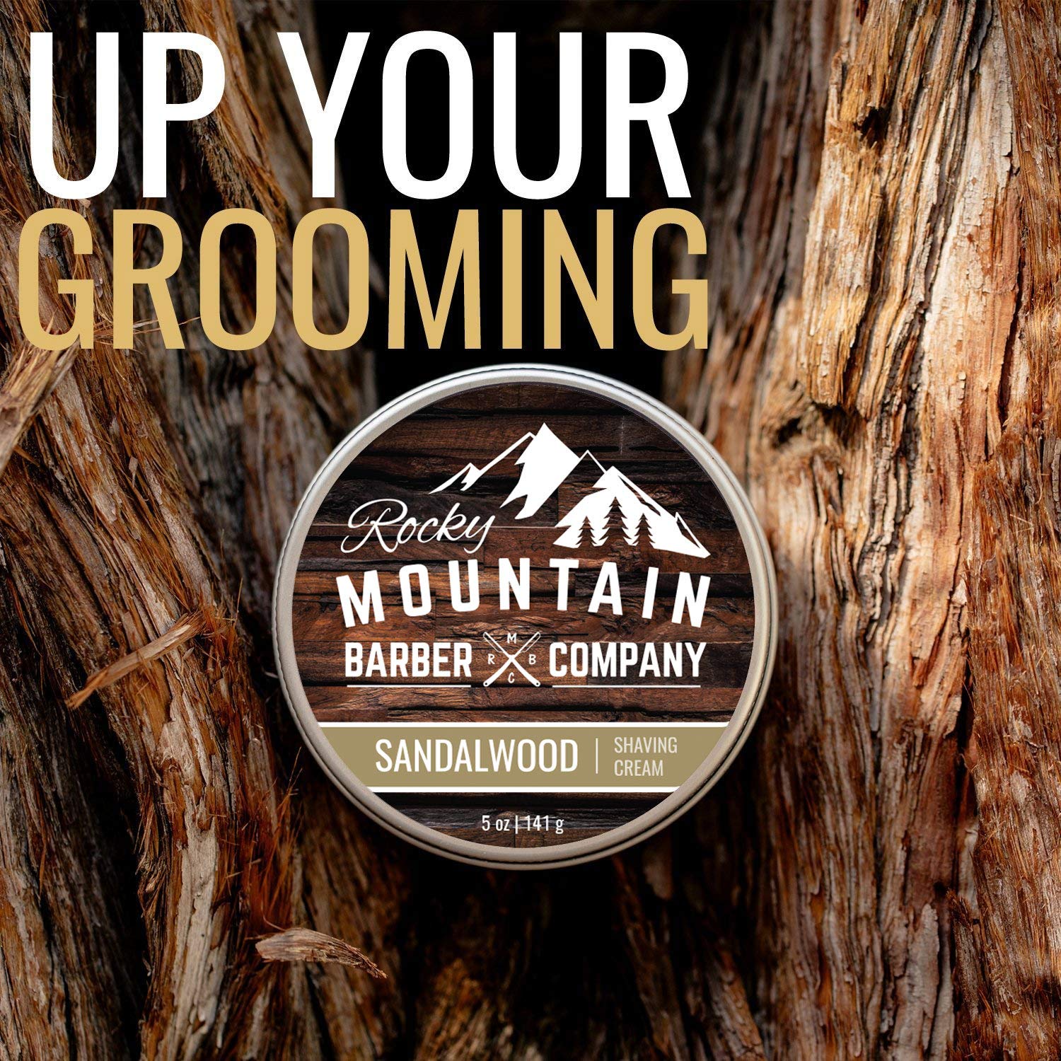Rocky Mountain Barber Co traditional shaving setup with brush and razor.
