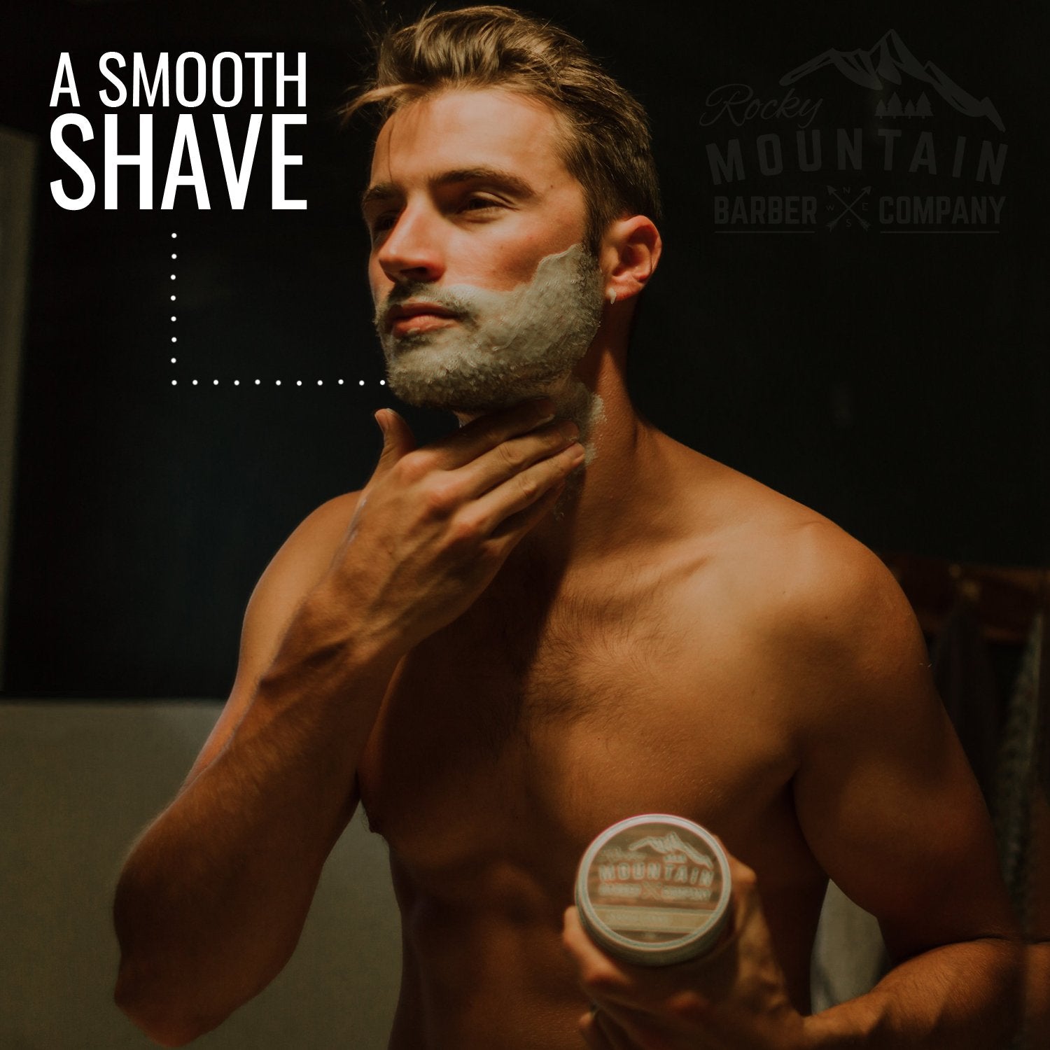 Rocky Mountain Barber Co water-based formula label highlights easy rinse.