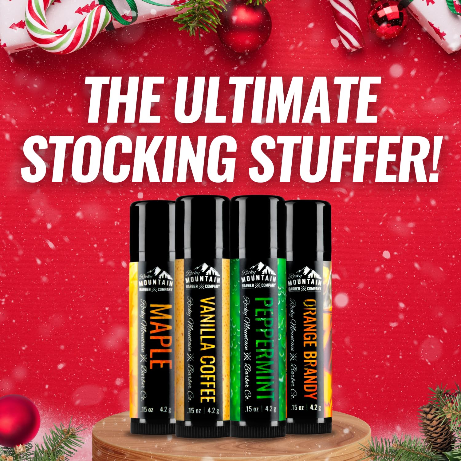 Rocky Mountain Lip Balm Set orange-brandy tube; rich scent for daily lip care.