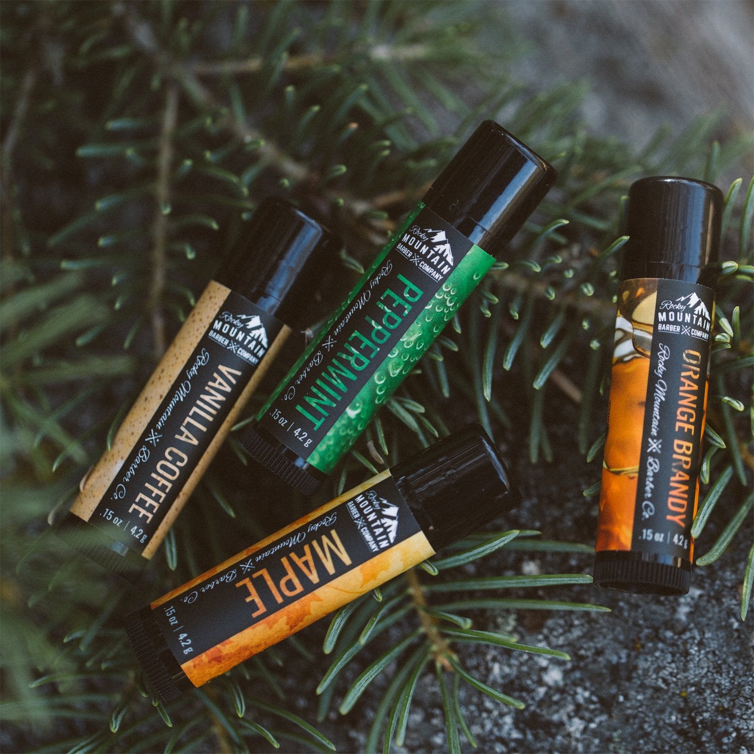 Rocky Mountain Lip Balm Set four-tubes packaging; compact travel-friendly kit.