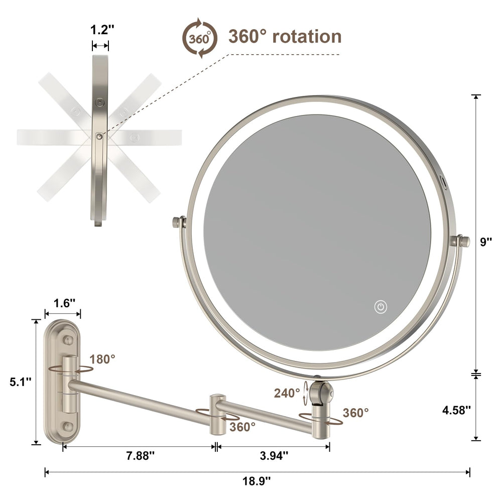 Rocollos mirror arm extended to demonstrate height adjustable design