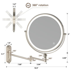 Rocollos mirror arm extended to demonstrate height adjustable design