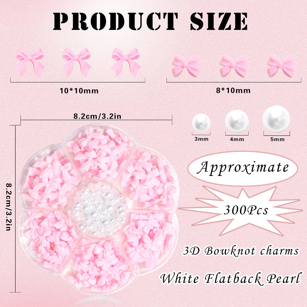 RODAKY pink bowknot 3D nail charms for cute nail designs