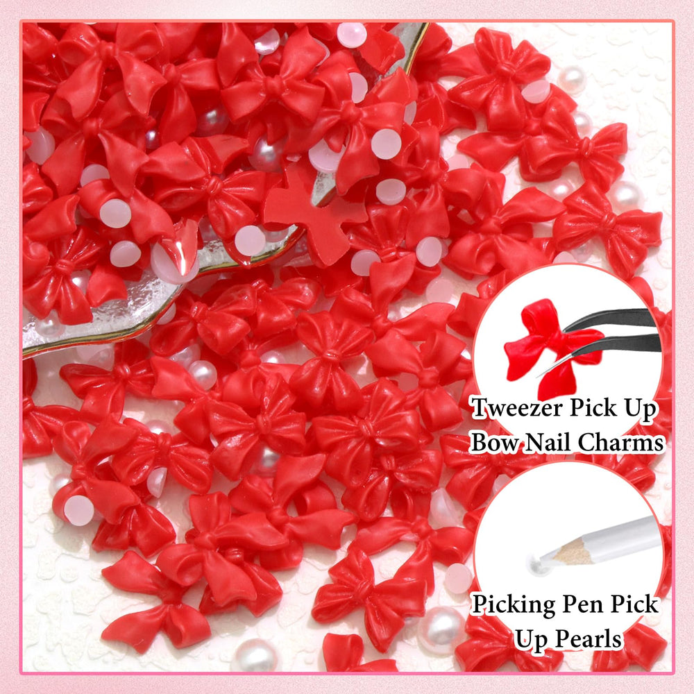 RODAKY red bowknot nail charms add cute focal points for styles.
