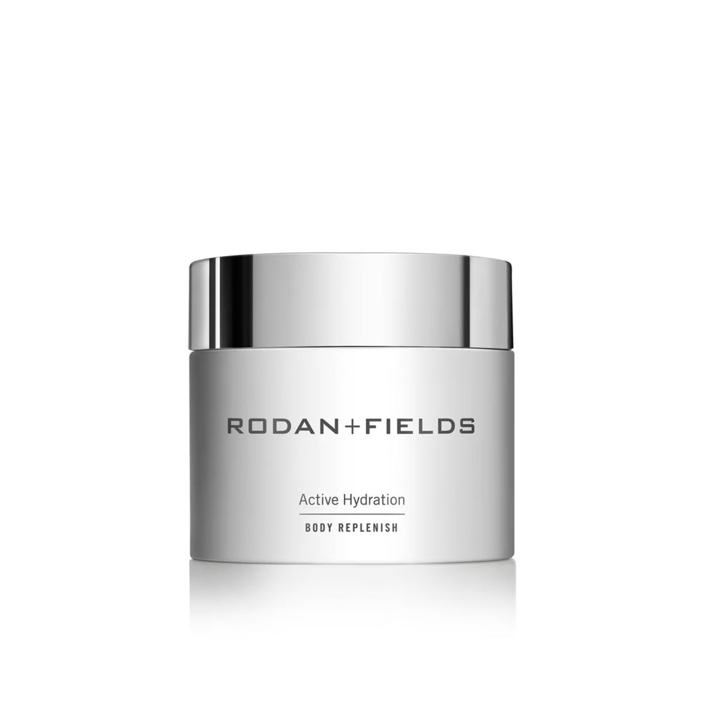 RODAN + FIELDS Active Hydration Body Replenish bottle pump for quick, non-greasy moisturization.