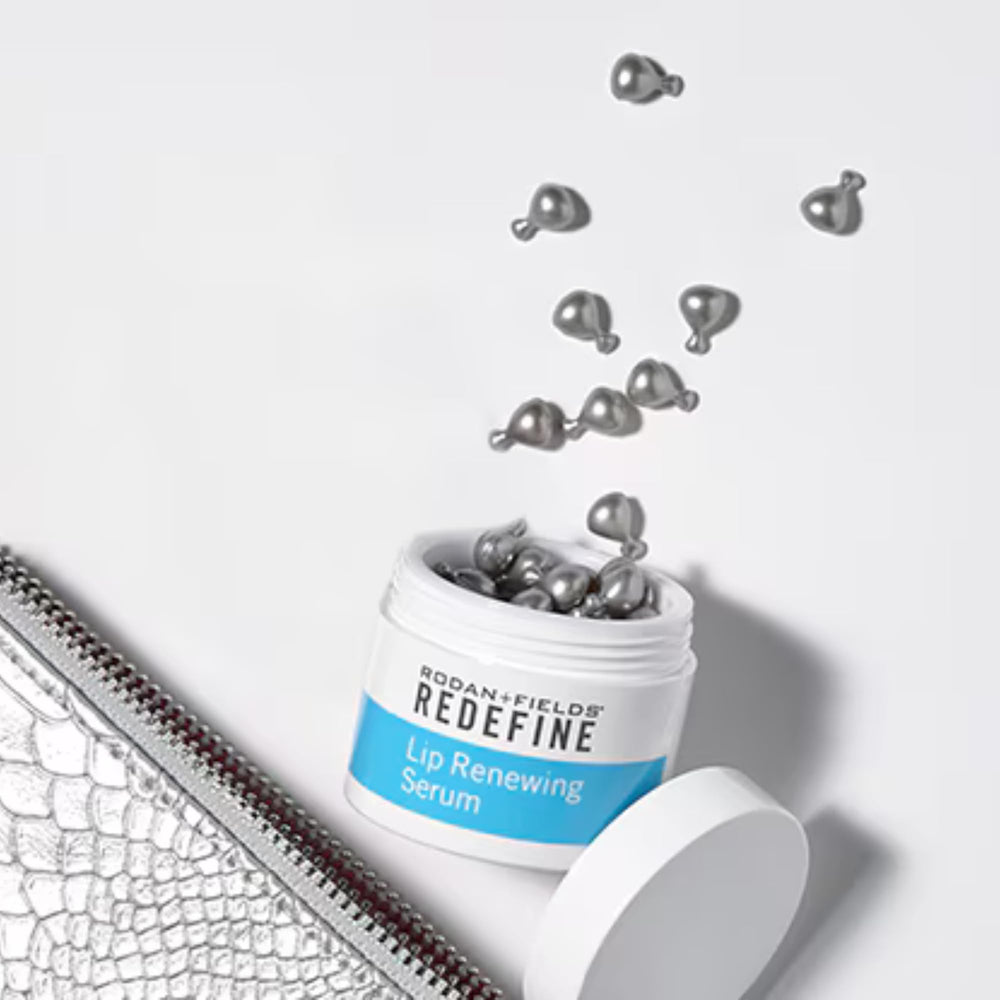 RODAN + FIELDS Lip Renewing Serum bottle shows a rich formula for deep lip nourishment.