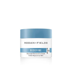 RODAN + FIELDS Redefine overnight restorative cream jar highlights rich texture for deep overnight moisturization.
