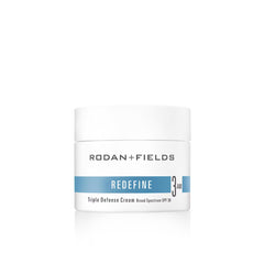 Rodan + Fields redefine triple defense cream bottle ready for daily moisturizer with SPF 30