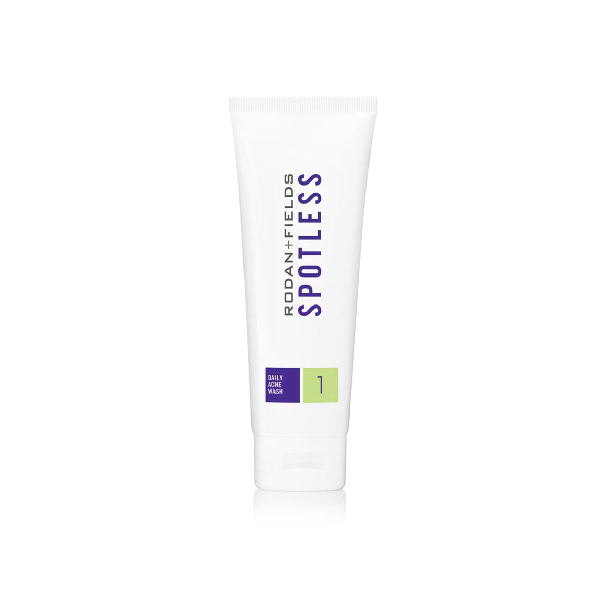 RODAN + FIELDS Spotless Daily Acne Wash bottle showing 5% benzoyl peroxide for clearer skin.