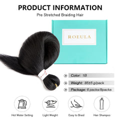 Roeula pre-stretched braiding hair close-up shows yaki texture and natural softness.