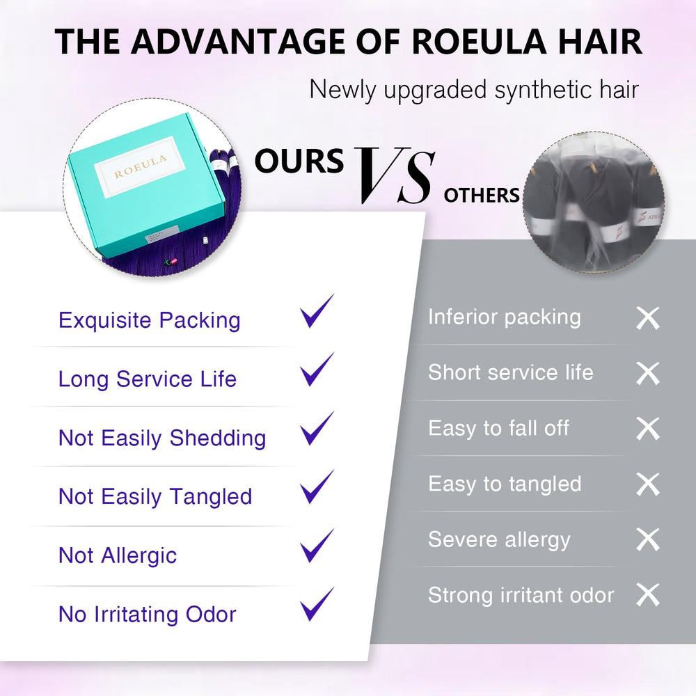 Roeula purple braiding hair easy installation demonstrates quick styling for long braids