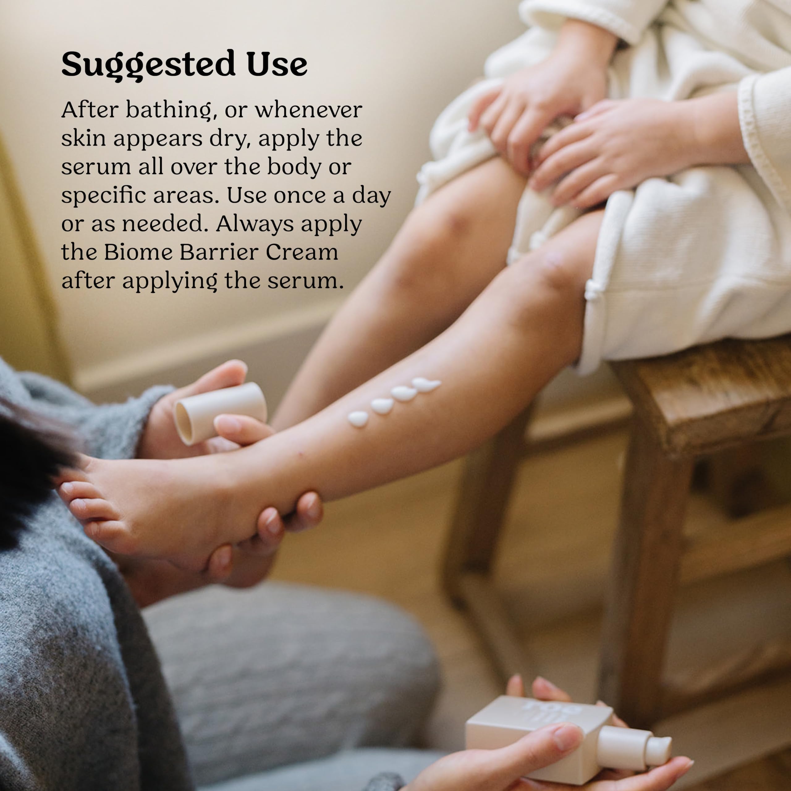 Roe Wellness baby serum providing a hydration boost on clean skin.