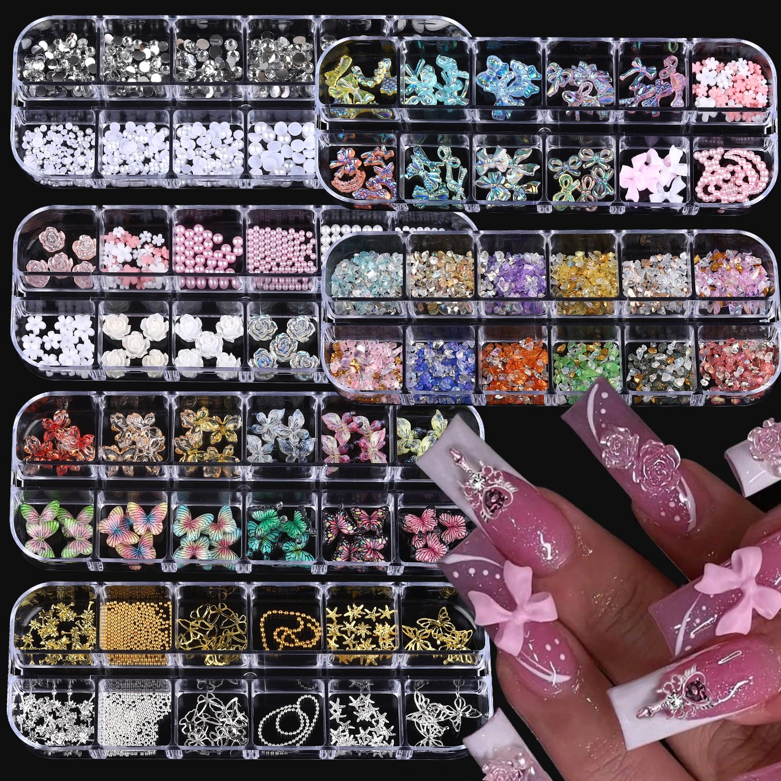 ROFIBUT Nail Charms multi-shape boxes for versatile DIY manicures