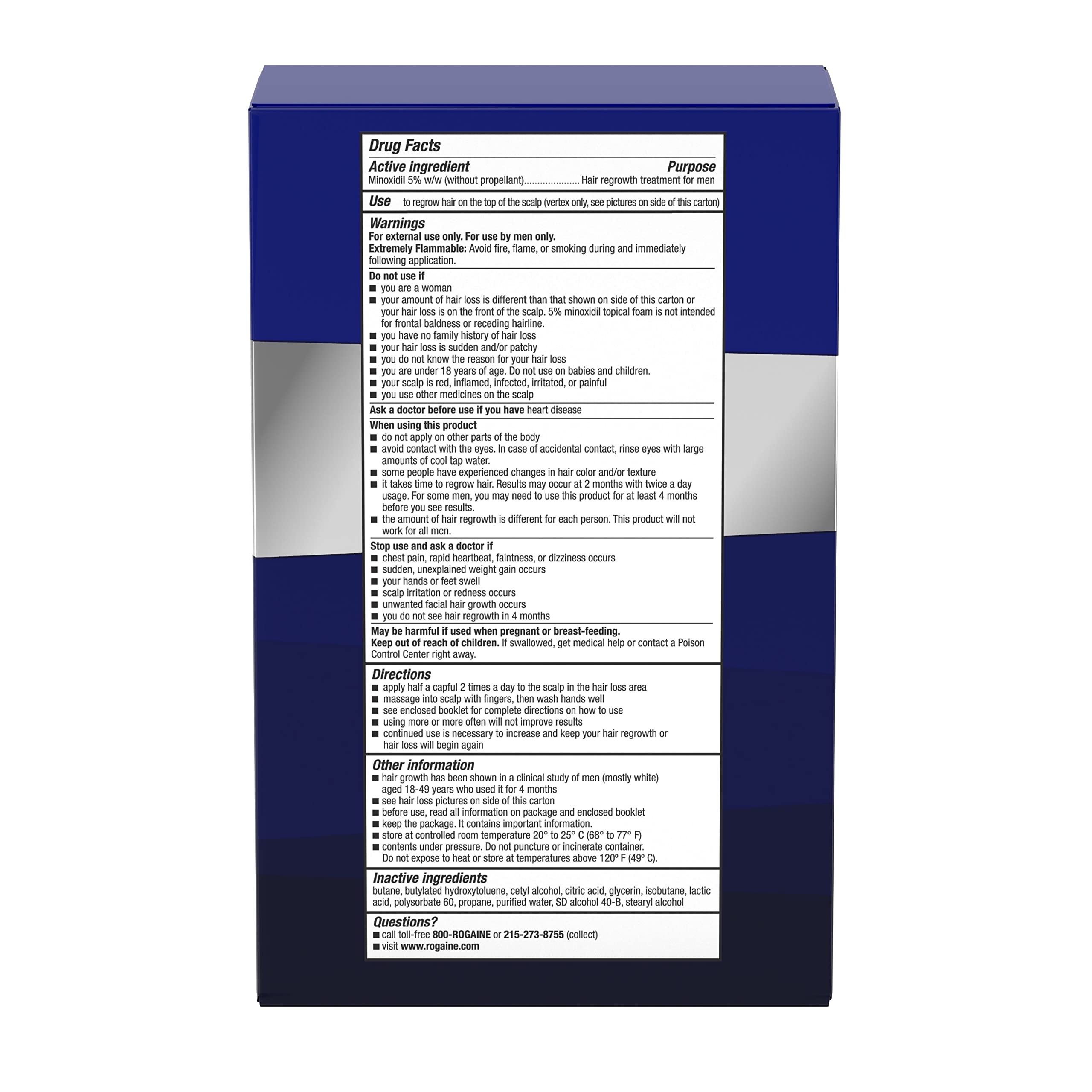 Rogaine brand dermatologist-recommended status highlighted on packaging