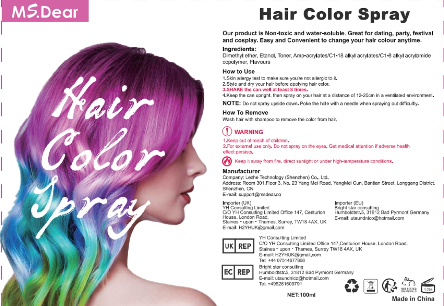 ROHVEMJ gray hair spray color party-look ready in minutes