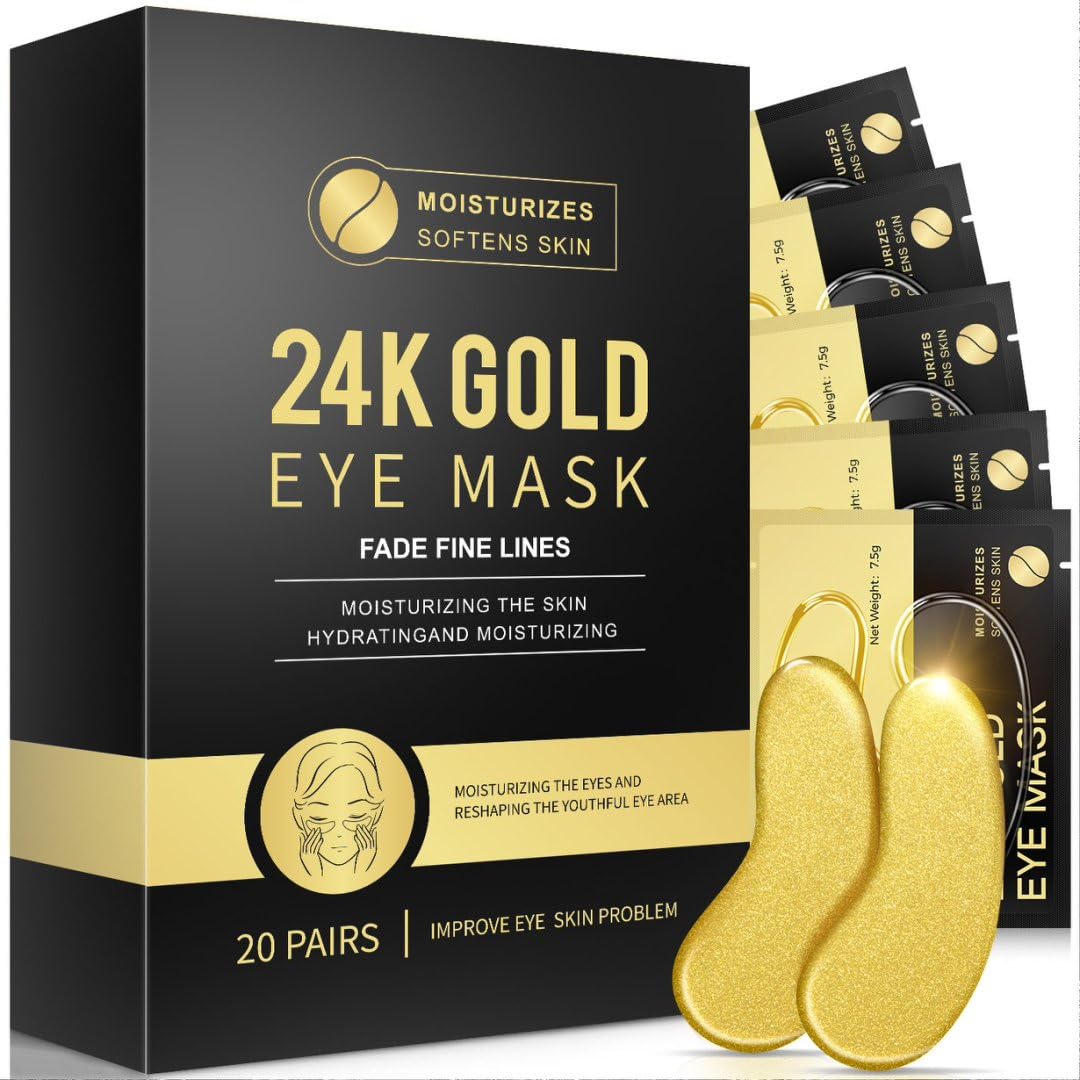 Rokelos 24K gold eye patches in packaging offer luxe at-home puffiness relief