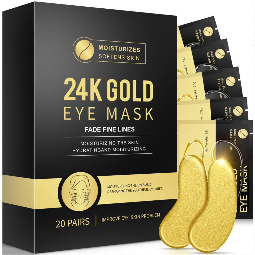 Rokelos 24K gold eye patches in packaging offer luxe at-home puffiness relief