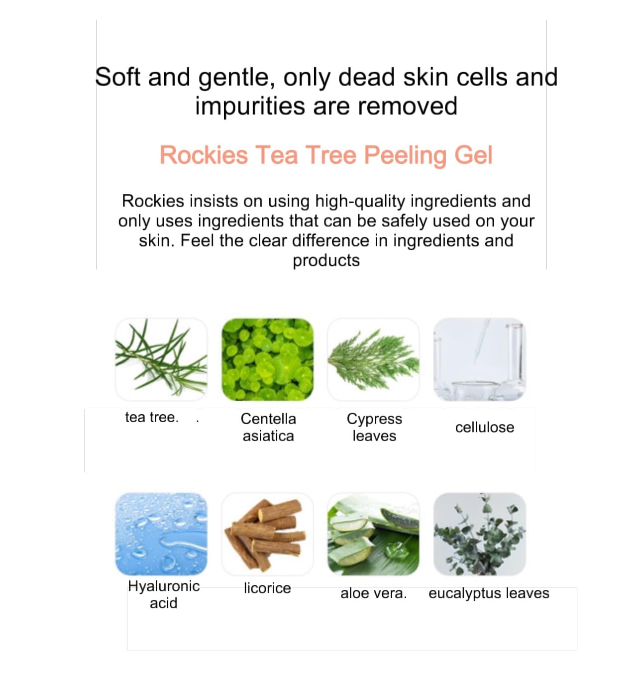 ROKKISS Tea Tree Peeling Gel ingredients highlight tea tree and CICA soothing extracts