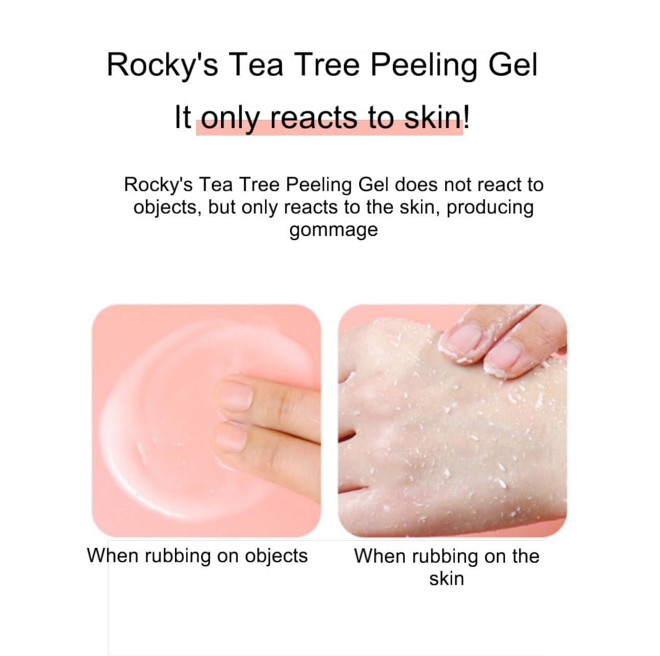 ROKKISS Tea Tree Peeling Gel packaging display communicates natural extracts