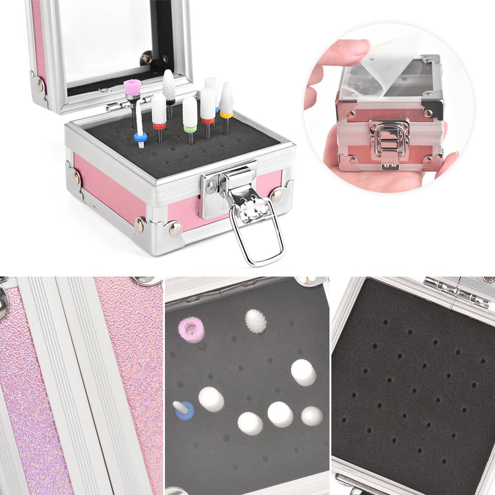 Rolabling box holds up to 25 drills for versatile nail care tools.