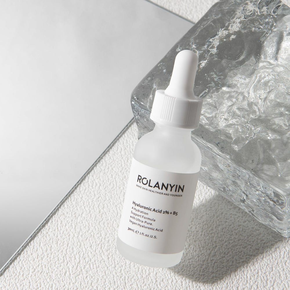ROLANYIN Hyaluronic Acid 2% + B5 Serum pump-action bottle shows easy daily application.