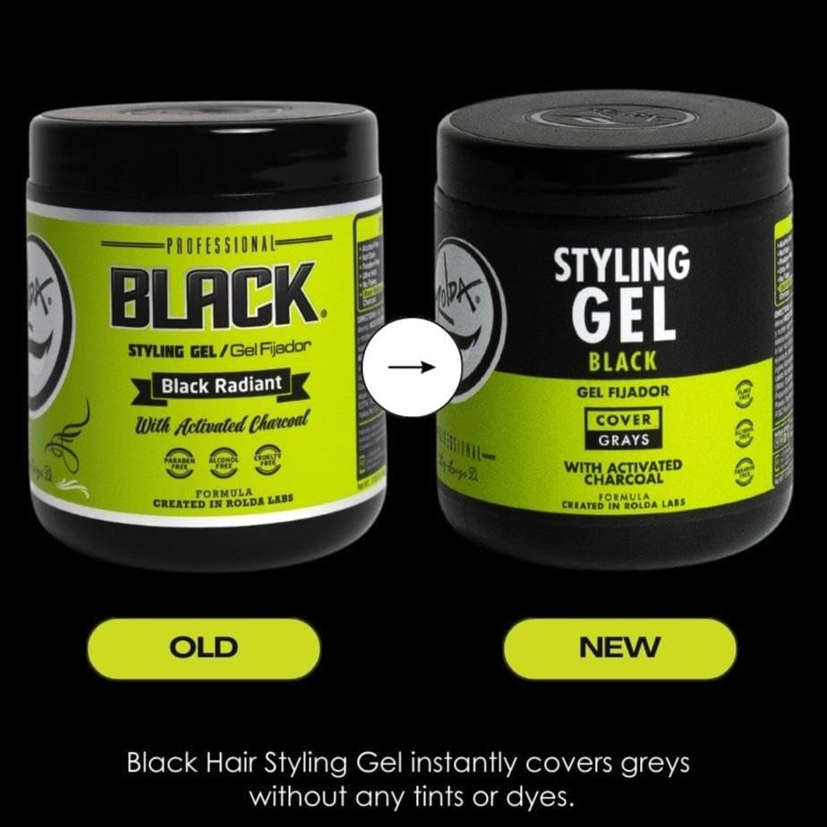 Rolda Black Styling Gel application shot highlights easy texture and no-flake finish