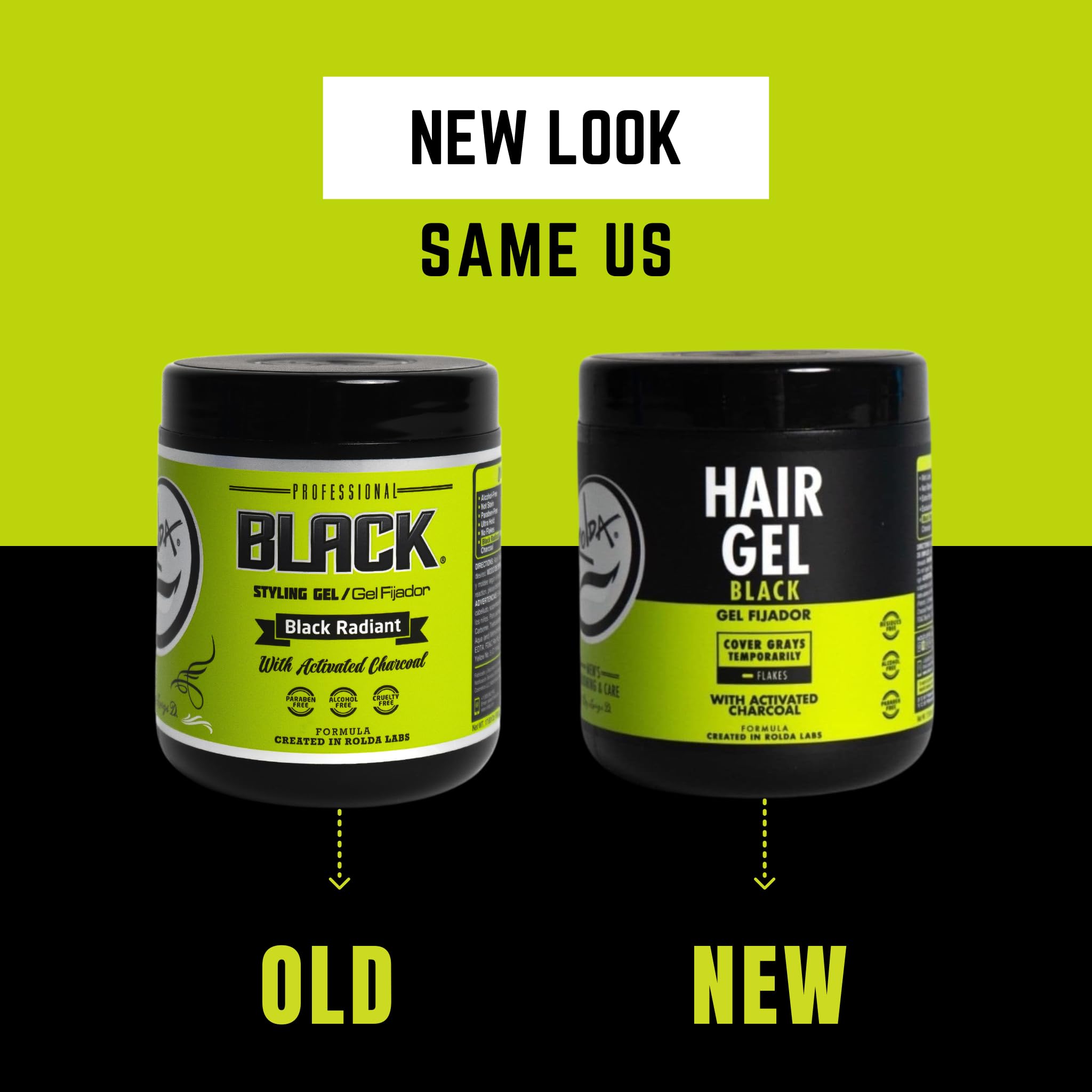 Rolda Black Styling Gel activated charcoal close-up—color tint and nourishing feel.