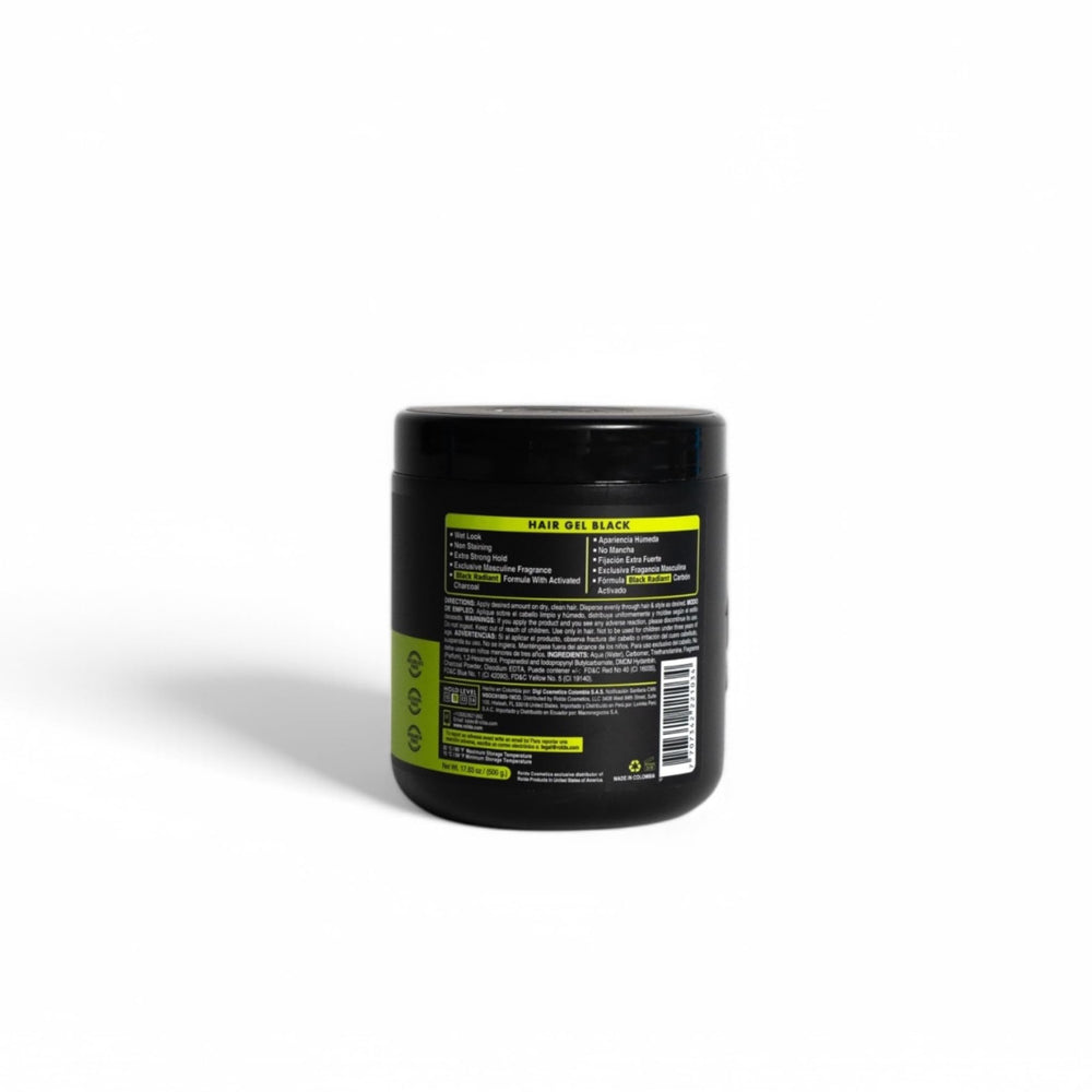 Rolda Black Styling Gel in shower—color washes out easily in the shower.