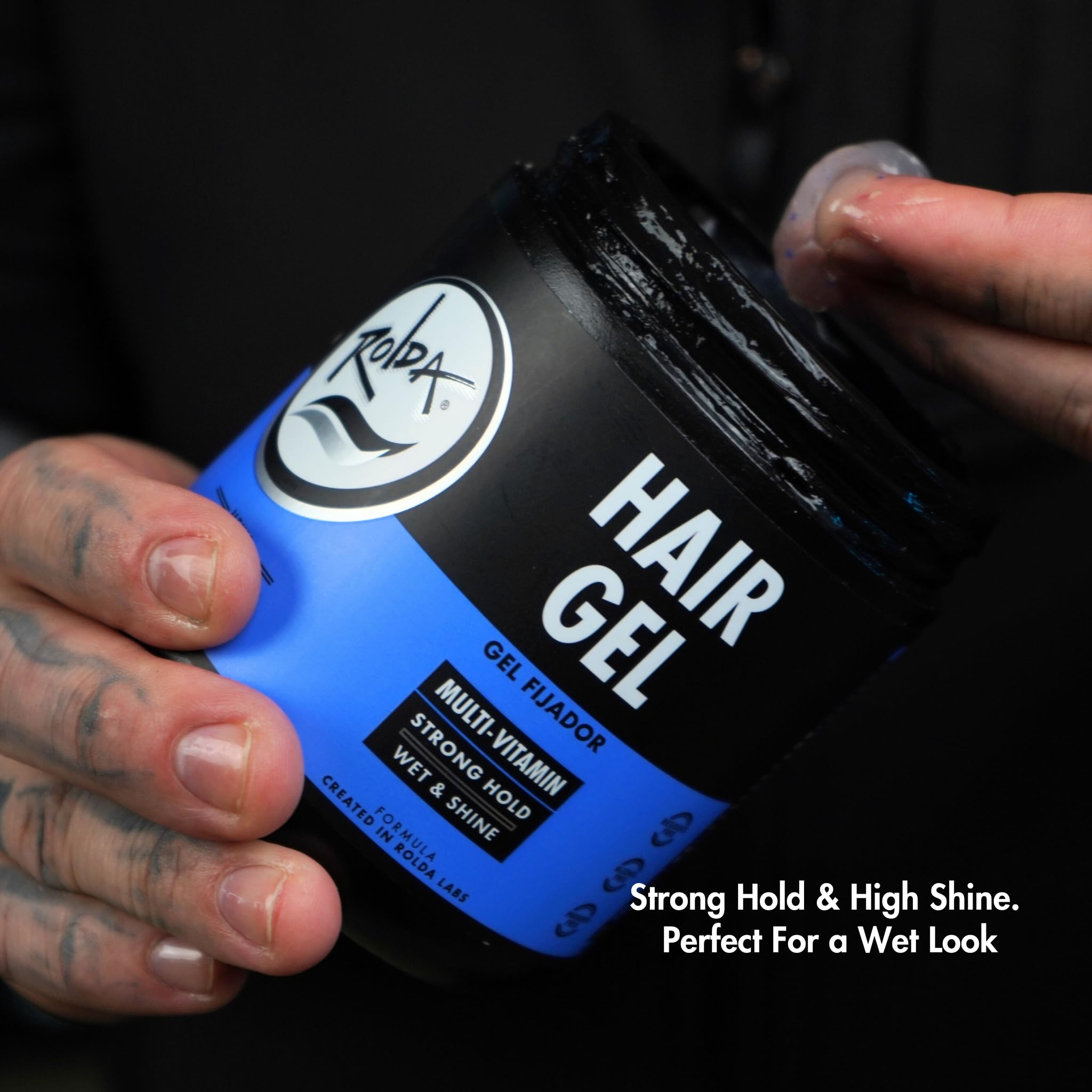 Rolda Classic Styling Gel pro-vitamin-b5 hydration adds moisture.