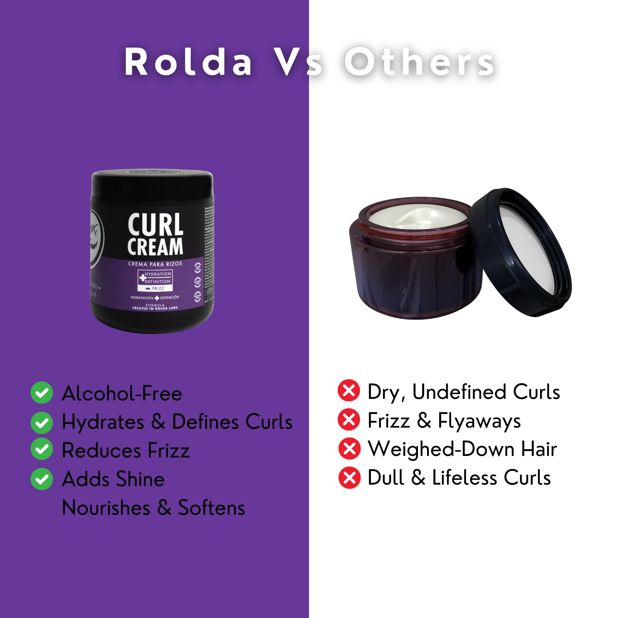 Rolda Curl Cream 17oz dispensing pump demonstrates easy, thoughtful application.