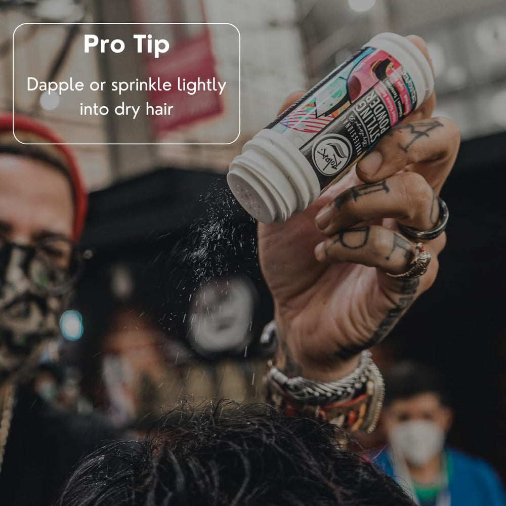 Rolda powder on a man's hairstyle shows light hold.