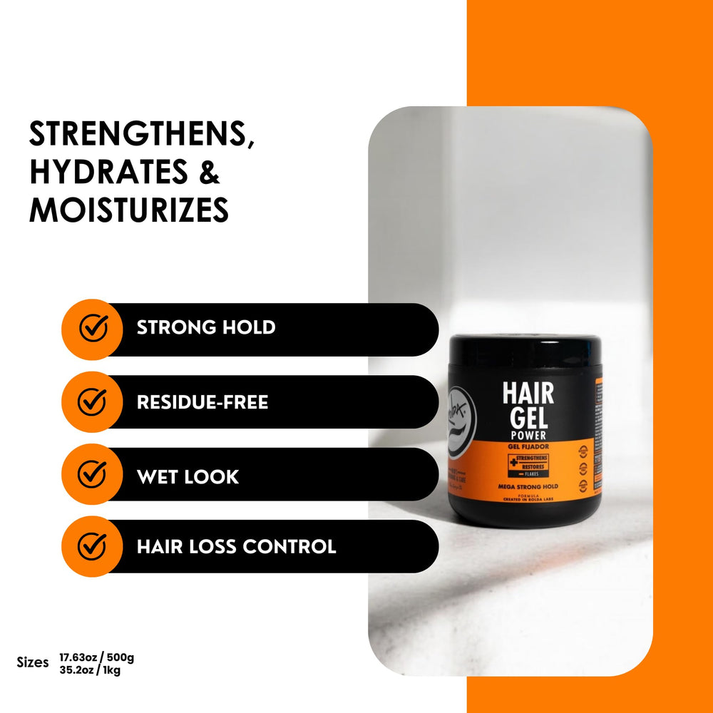Rolda Power Styling Gel alcohol-free formula for clean, safe styling.