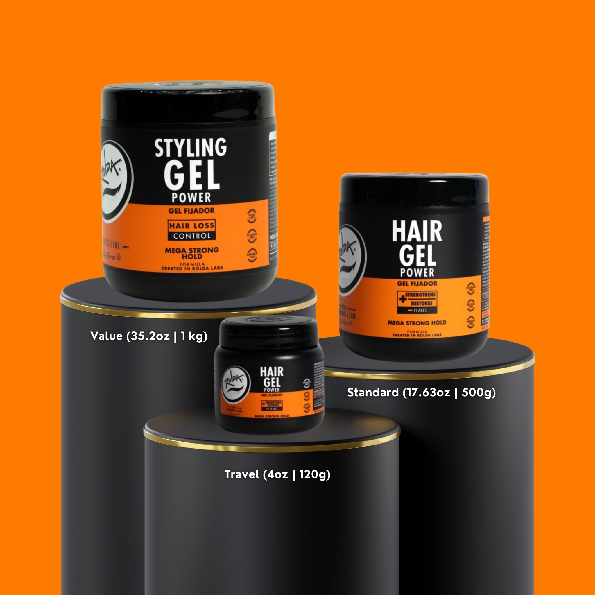 Rolda Power Styling Gel no-flake formula keeps hair clean and residue-free.