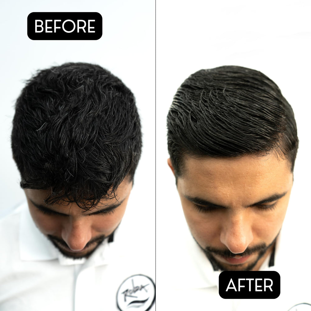 Rolda gel on hair delivering a wet look and shine