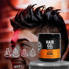 Rolda Power Styling Gel wet look shine on styled hair.