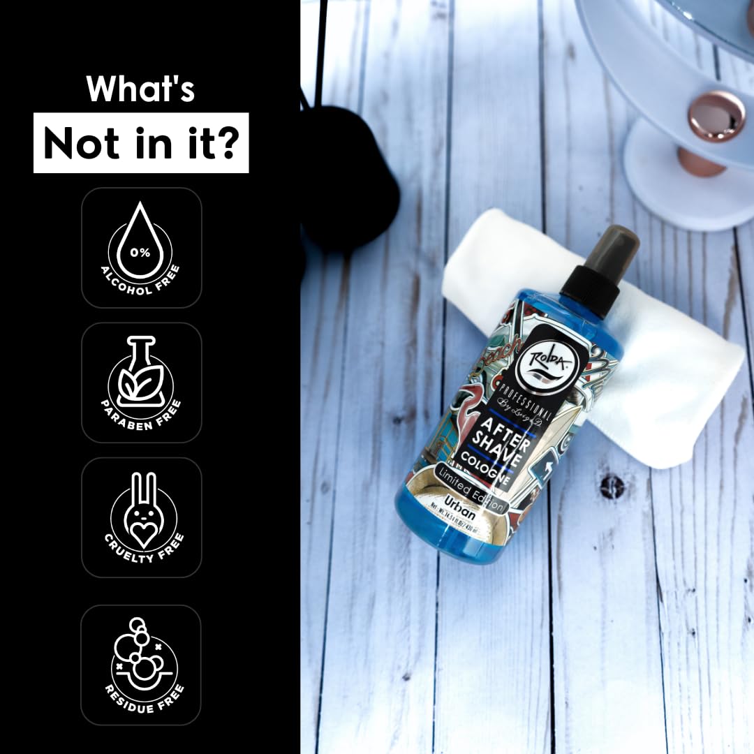 Rolda Urban After Shave Tonic on-skin application shows quick soothing hydration.