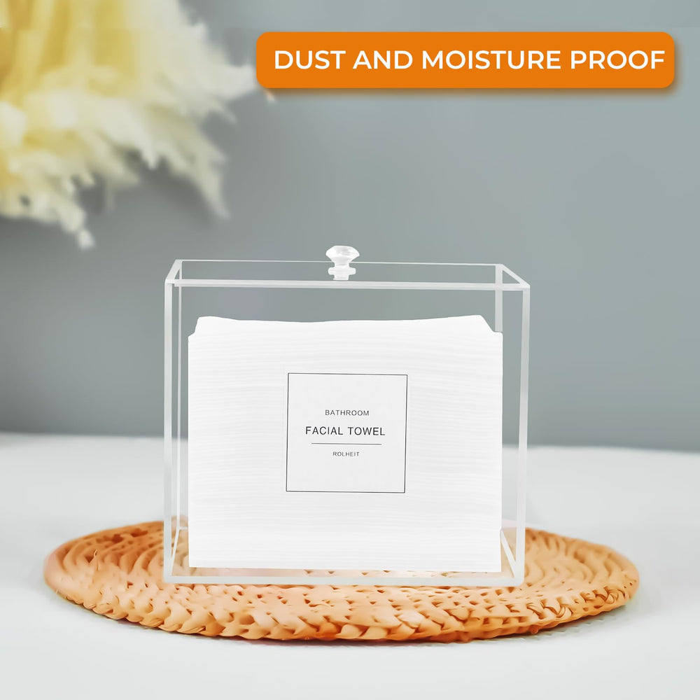 Rolheit acrylic face towel holder shows contents at a glance, helping you refill sooner