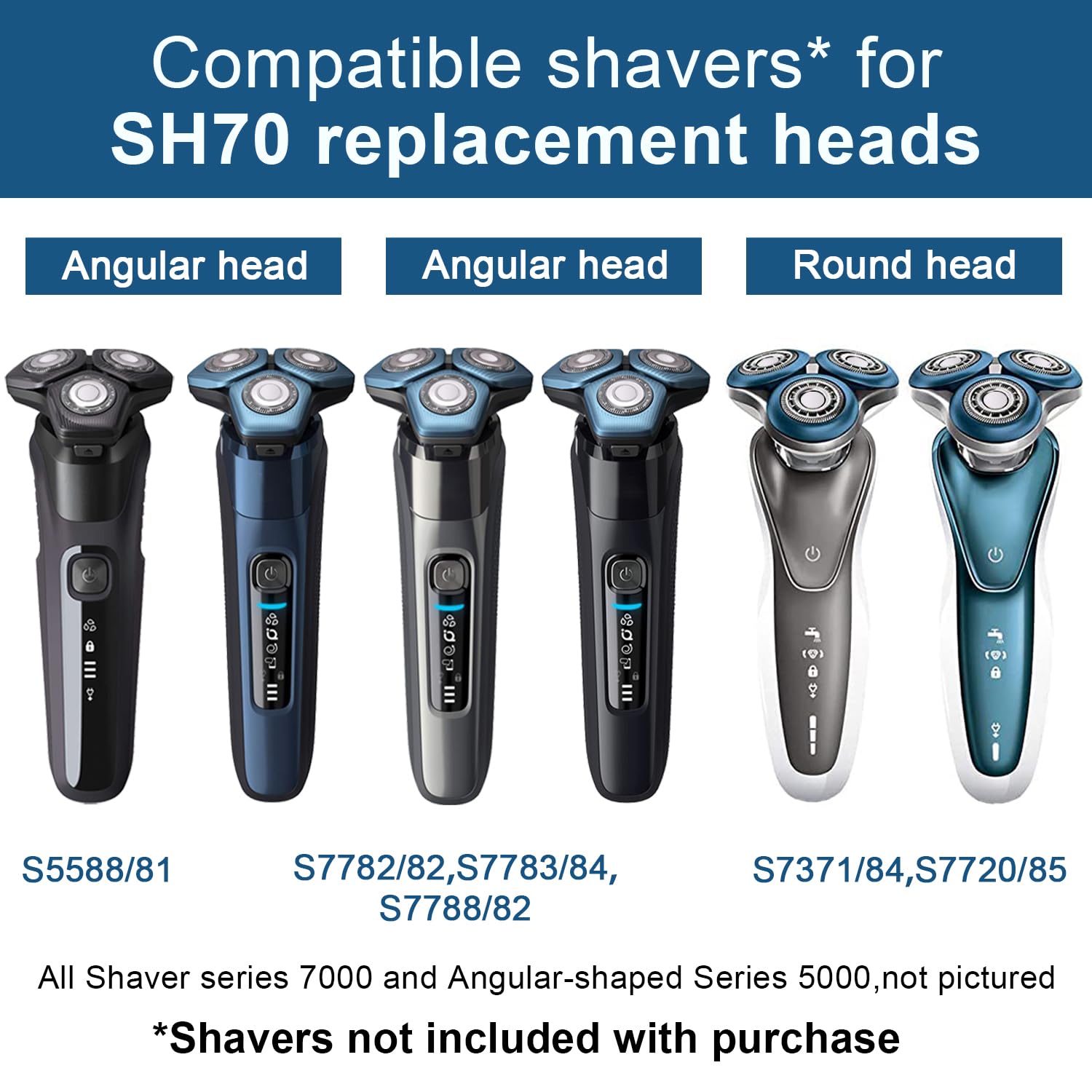 RF RollingFit SH70 compatibility with Philips Norelco 7000 series enables easy replacement.