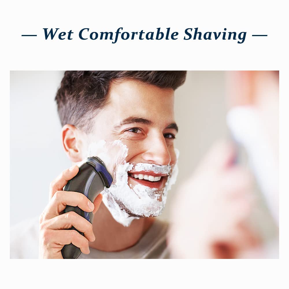 Rollingfit SH30 head on skin demonstrates protective glide for dry shaving.