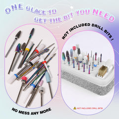 Rolokit 30-hole nail bits organizer interior view highlights clear lid for easy bit at-a-glance selection.