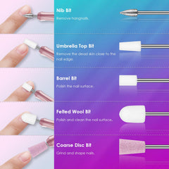 Rolokit acrylic gel remover bits for efficient surface prep.