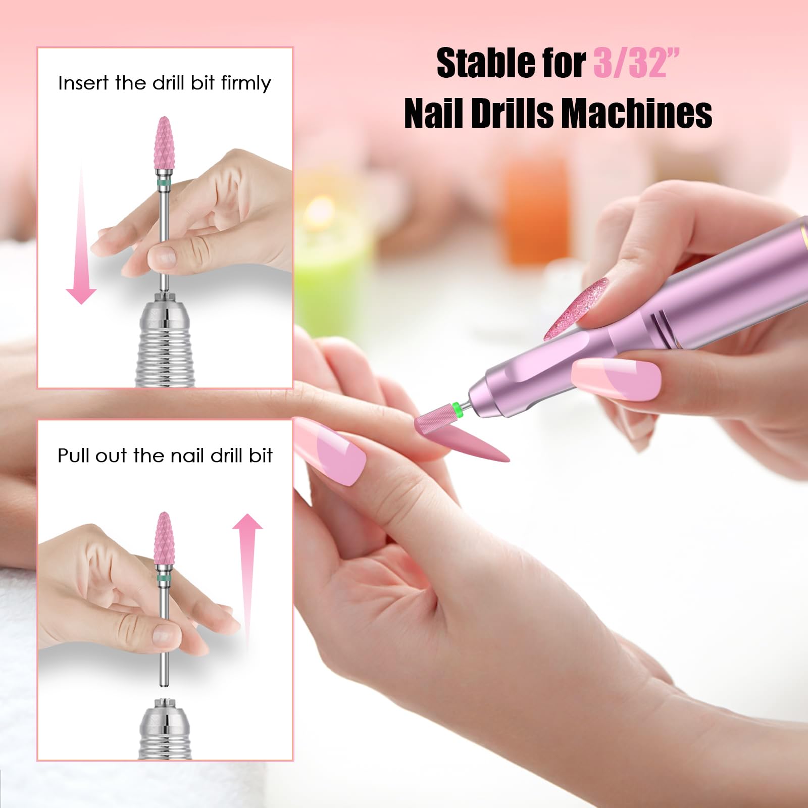 Rolokit ceramic nail drill bits 3-32 shank fits most drills.