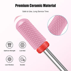 Rolokit ceramic nail drill bits medium large barrel for faster surface refinement.