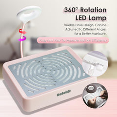 Rolokit nail dust collector keeps workspace clean with 50pcs disposable filters