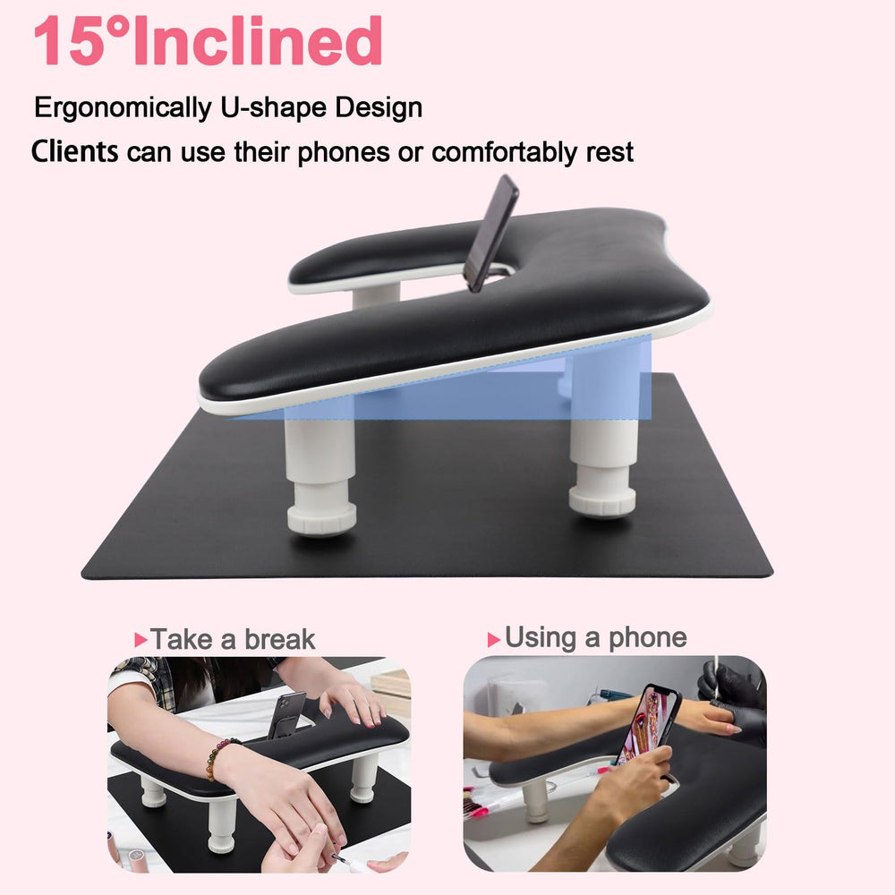 Rolomanve arm rest adjustable legs customize height for comfort.