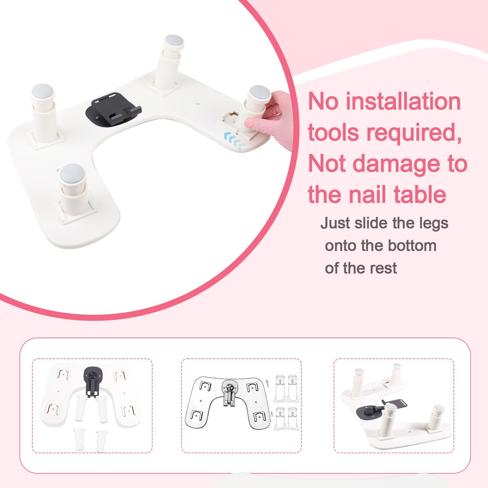Rolomanve arm rest in black complements desks and cleans easily with wipes.