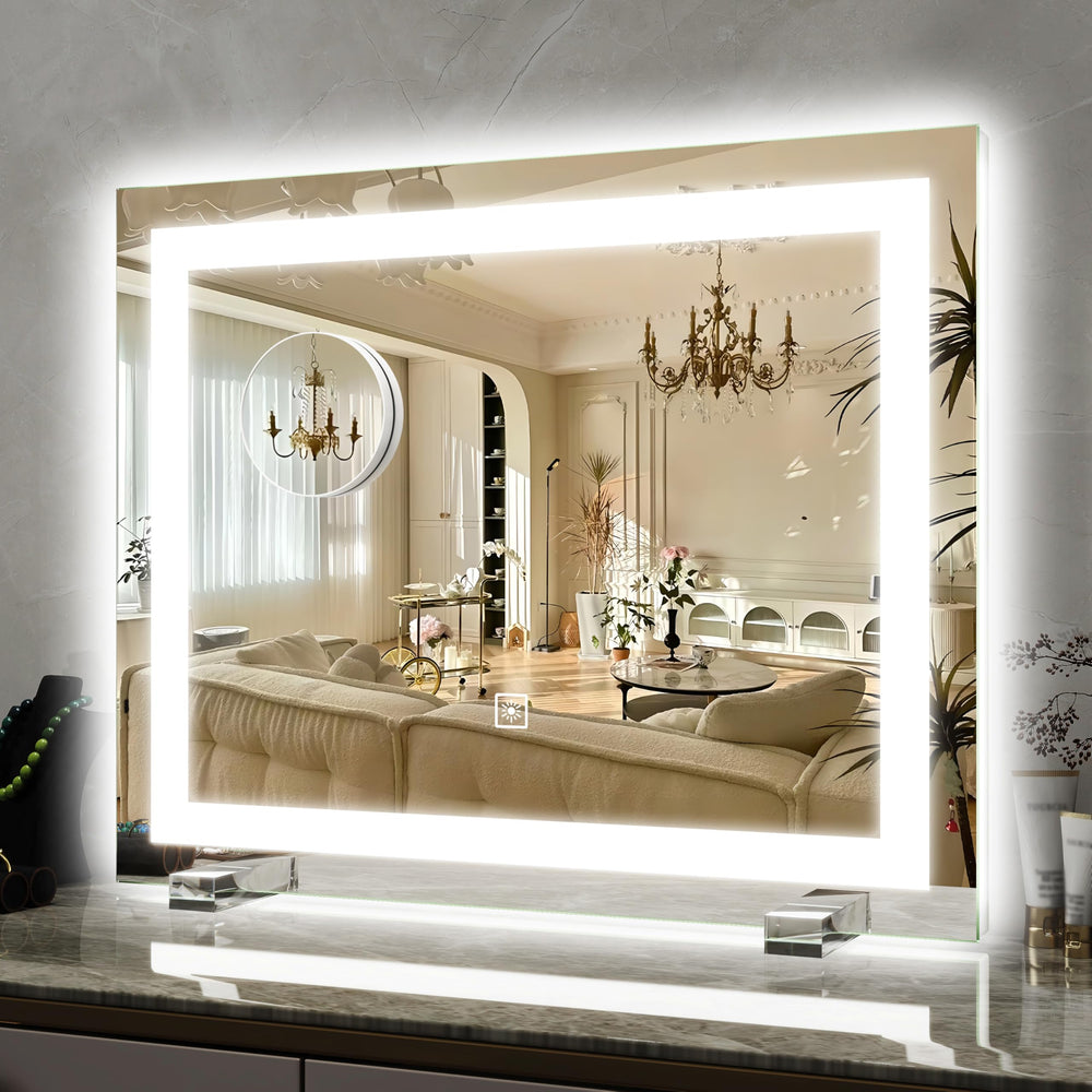 ROLOVE 22x20-inch lighted vanity mirror edge-to-edge lighting for true-color makeup